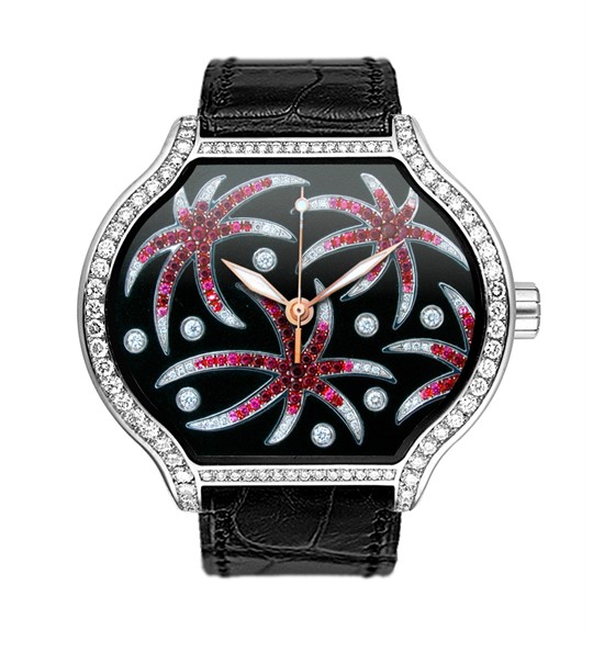 Replica DeLaCour City Medium Heart Rider Fire White Gold Diamond WAWG1100-0998 Replica Watch